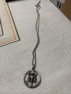 Sterling Silver Scorpion Pendant Necklace with Pearl Accent